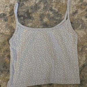 BRANDY MELVILLE Light Blue Flower Cropped Tank Top